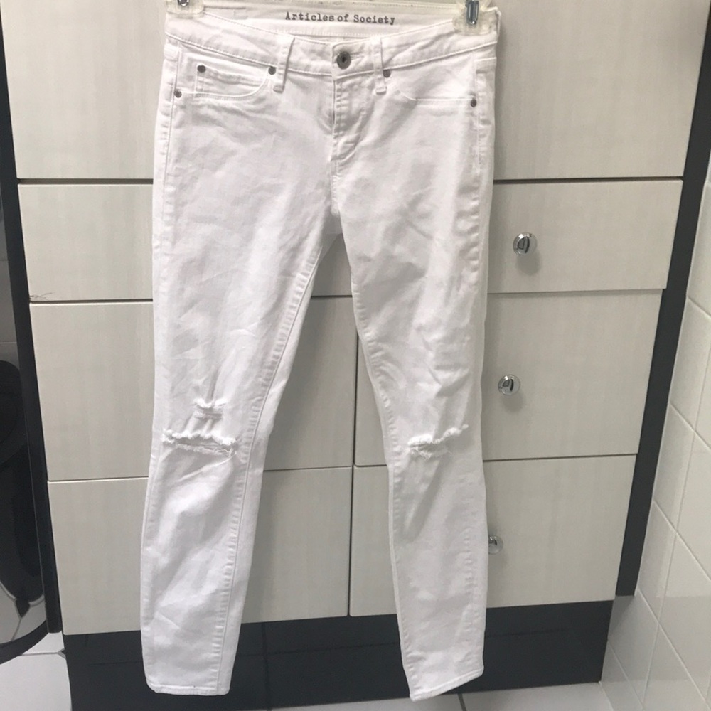 Articles of society white jeans with ripped knees